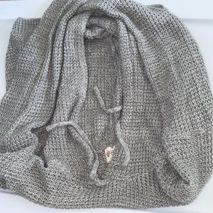 Grey knit sweater with hood